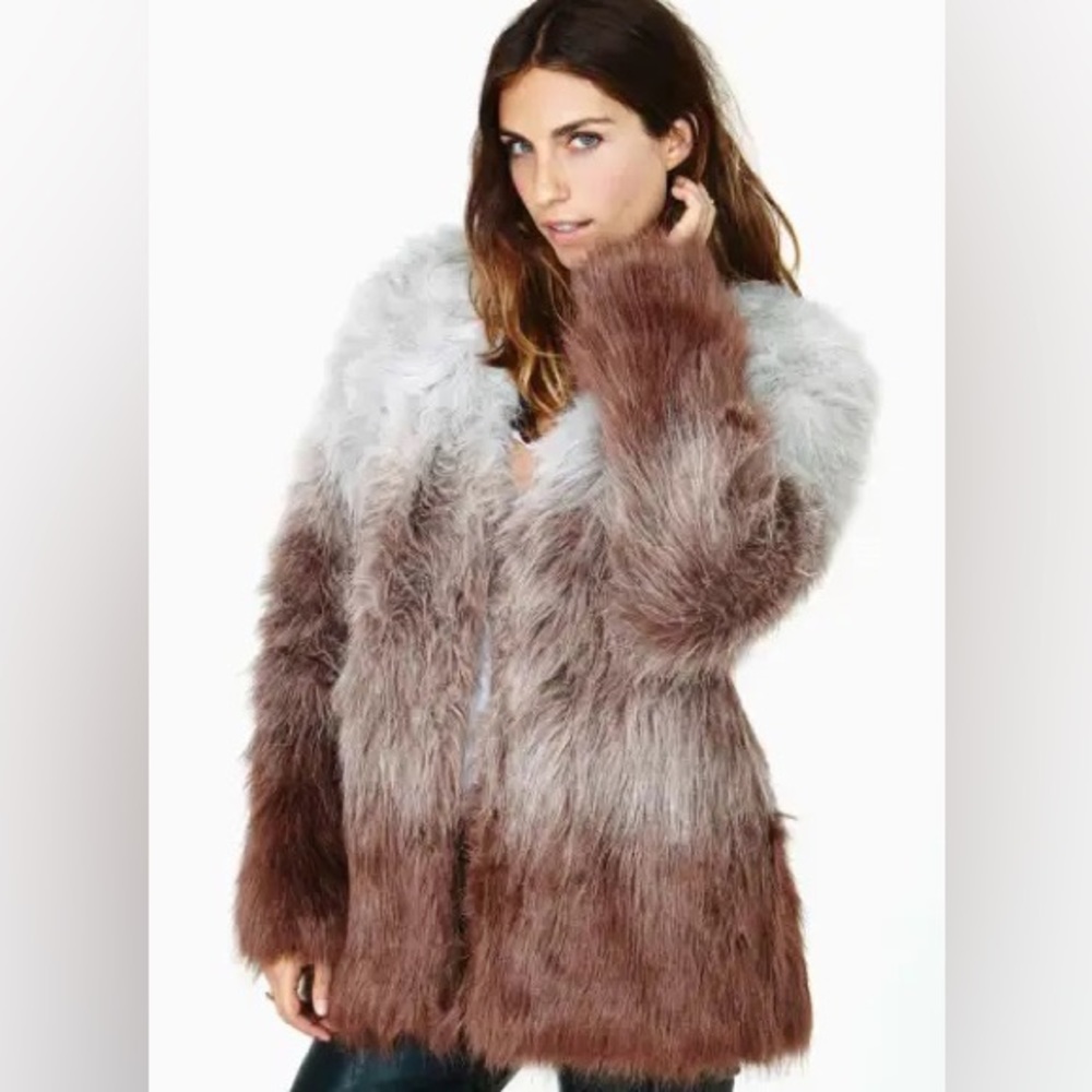 Nasty Gal Ombré Faux Fur Coat